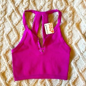 NWT Free People Movement Free Throw Henley Top, Magenta Disco, XS & S